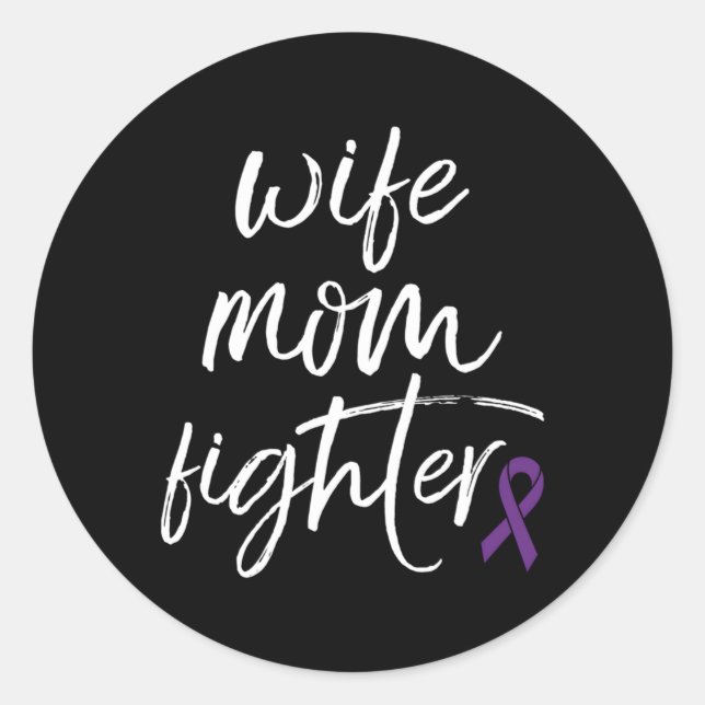 Chiari Malformation Awareness Ribbon Mom Fighter Classic Round Sticker (Front)