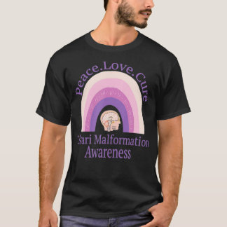 Chiari Malformation Peace Love Cure Awareness T-Shirt