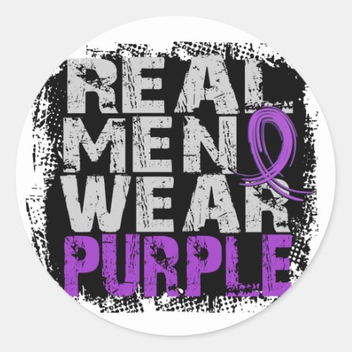 Chiari Malformation Real Men Wear Purple Classic Round Sticker