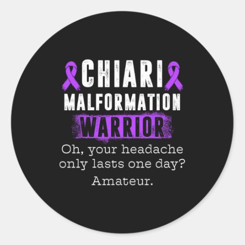 Chiari Malformation Warrior Headache Survivor Awar Classic Round Sticker