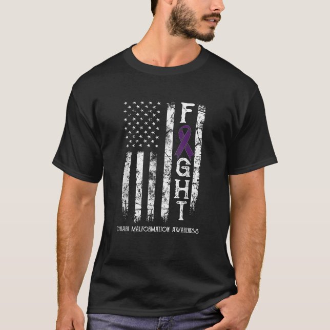 Chiari Malformation Warrior US Flag T-Shirt (Front)
