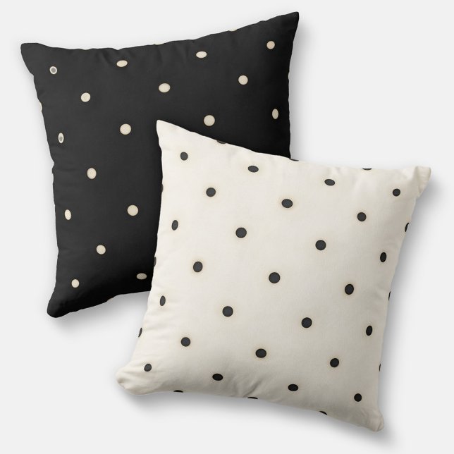 Chiaroscuro Polka Dots Reversible 2-Sided Throw Pillow (Flip the pillow to for a different look)