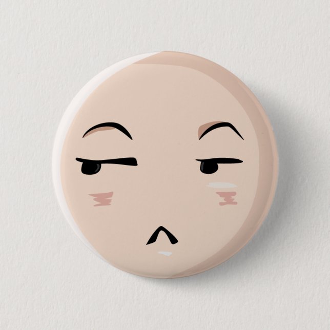 Chibi Anime Emoji Character Disbelief Emote Face 1 Pinback Button (Front)