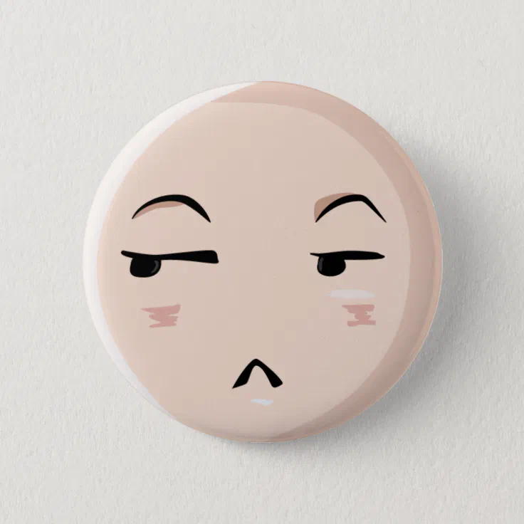 Chibi Anime Emoji Character Disbelief Emote Face 1 Pinback Button | Zazzle