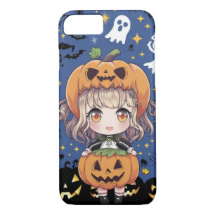 Chibi Anime Girl in Pumpkin Costume iPhone 8/7 Case