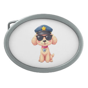 Chibi Anime Police Poodle Dog Belt Buckle