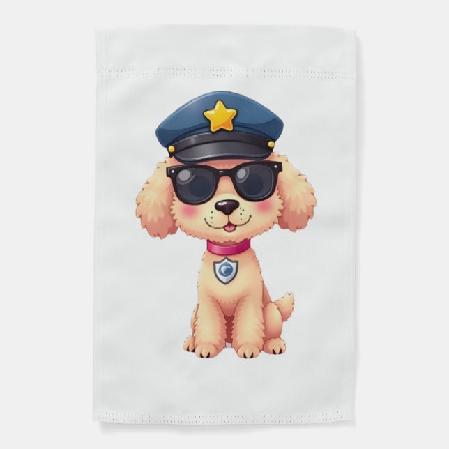 Chibi Anime Police Poodle Dog Garden Flag (Front)