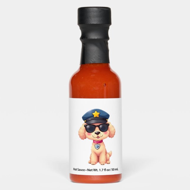 Chibi Anime Police Poodle Dog Hot Sauces (Front)