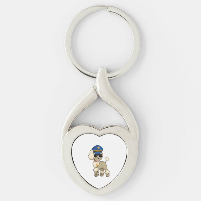 Chibi Anime Police Poodle Dog Keychain (Front)