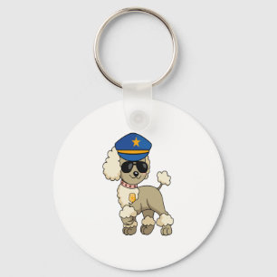 Chibi Anime Police Poodle Dog Keychain