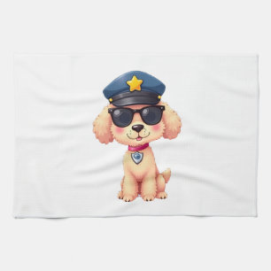 Chibi Anime Police Poodle Dog Kitchen Towel
