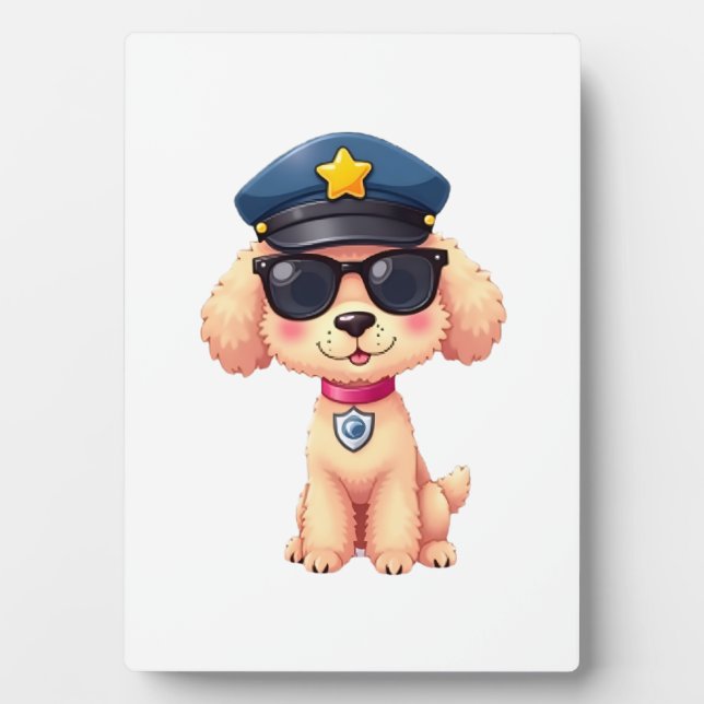 Chibi Anime Police Poodle Dog Plaque (Front)