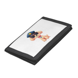 Chibi Anime Police Poodle Dog Trifold Wallet