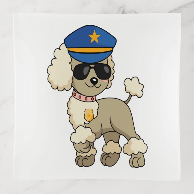 Chibi Anime Police Poodle Dog Trinket Tray (Front)