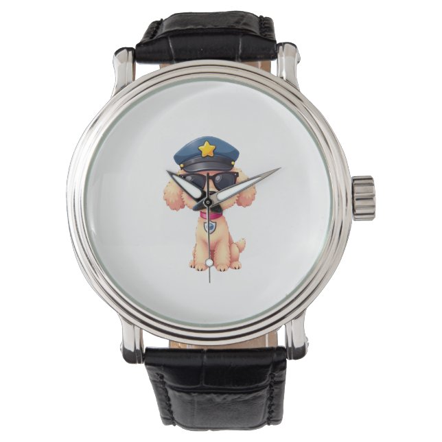 Chibi Anime Police Poodle Dog Watch (Front)