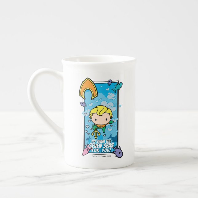 Chibi Aquaman - I'll Swim The Seven Seas Bone China Mug (Left)