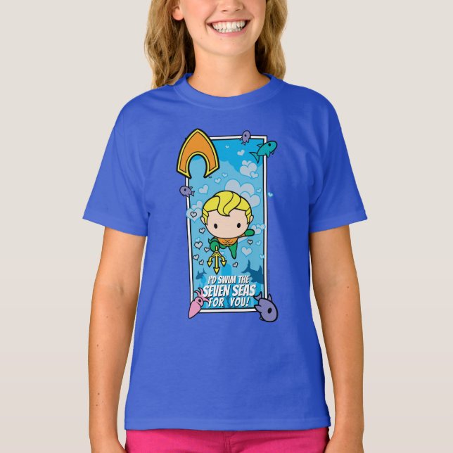Chibi Aquaman - I'll Swim The Seven Seas T-Shirt (Front)