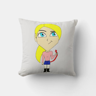 chibi "bad" girl throw pillow