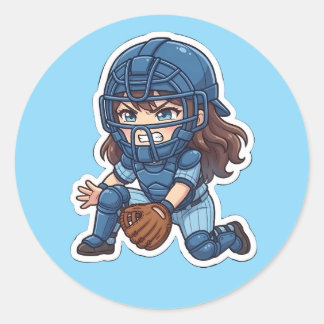 Chibi Baseball 2026 Edition - Catcher Blocking Classic Round Sticker