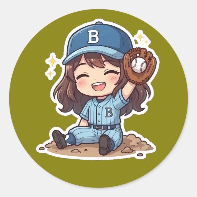 Chibi Baseball Edition - Winning Catch Classic Round Sticker (Front)