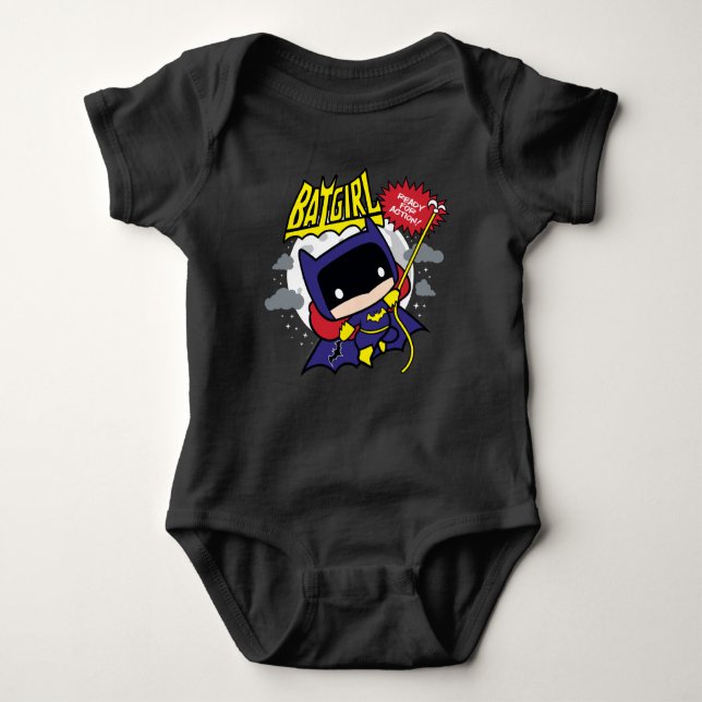 Chibi Batgirl Ready For Action Baby Bodysuit (Front)