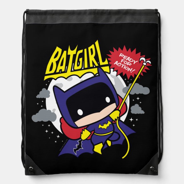Chibi Batgirl Ready For Action Drawstring Bag (Front)