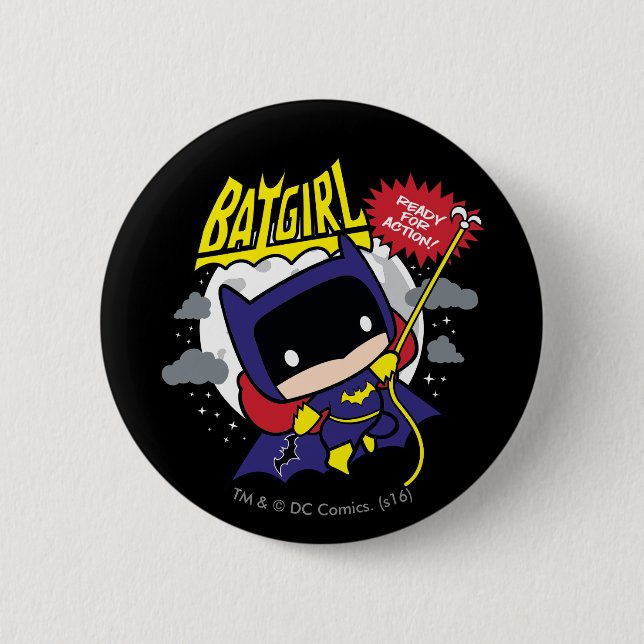 Chibi Batgirl Ready For Action Pinback Button (Front)