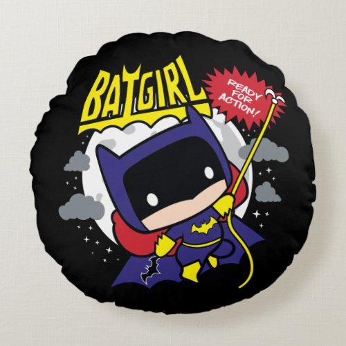 Chibi Batgirl Ready For Action Round Pillow