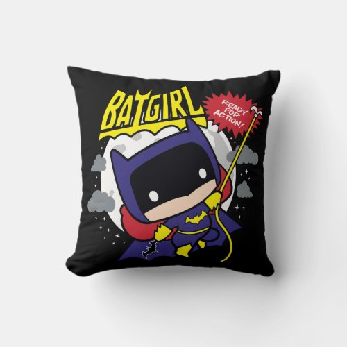 Chibi Batgirl Ready For Action Throw Pillow