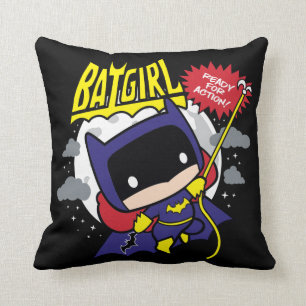 Chibi Batgirl Ready For Action Throw Pillow