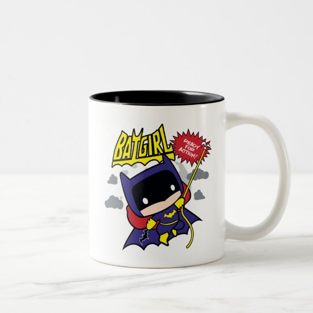 Chibi Batgirl Ready For Action Two-Tone Coffee Mug (Right)