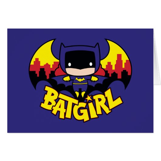 Chibi Batgirl With Gotham Skyline & Logo Cards (Front Horizontal)
