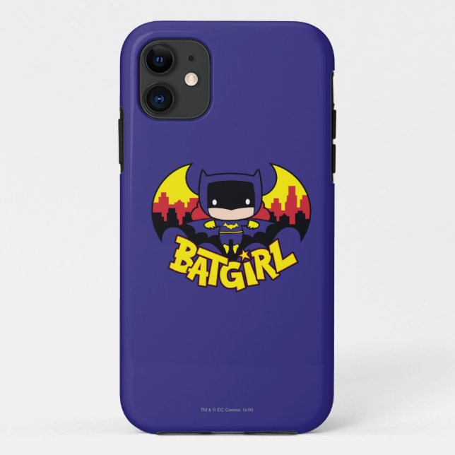 Chibi Batgirl With Gotham Skyline & Logo Case-Mate iPhone Case (Back)