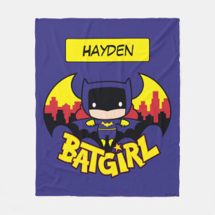 Chibi Batgirl With Gotham Skyline & Logo Fleece Blanket