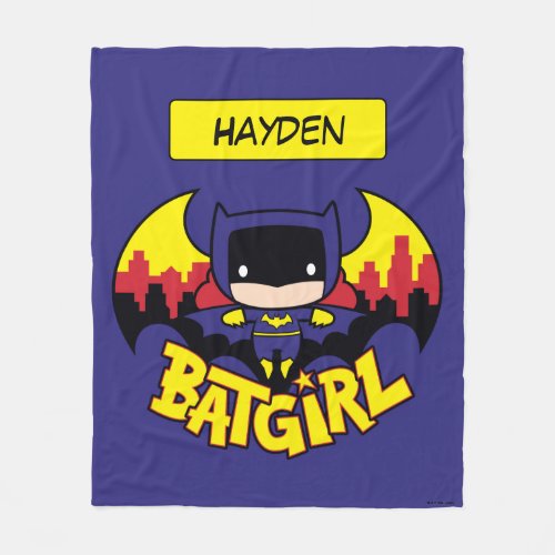 Chibi Batgirl With Gotham Skyline  Logo Fleece Blanket