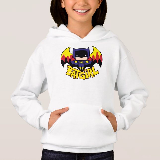 Chibi Batgirl With Gotham Skyline & Logo Hoodie (Front)