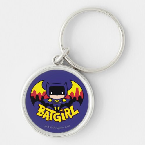 Chibi Batgirl With Gotham Skyline  Logo Keychain