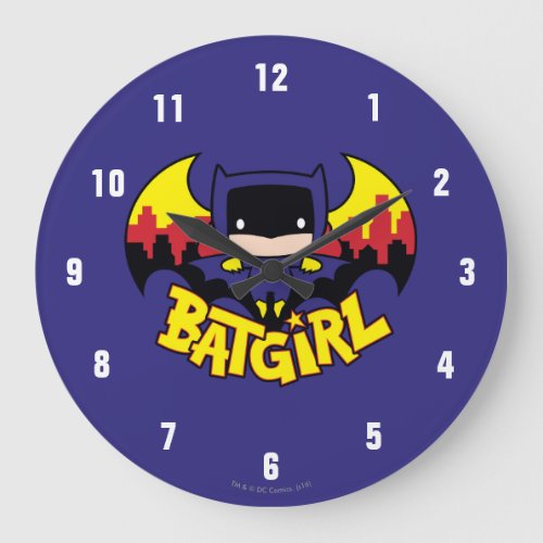 Chibi Batgirl With Gotham Skyline  Logo Large Clock