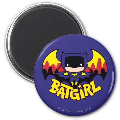 Chibi Batgirl With Gotham Skyline  Logo Magnet