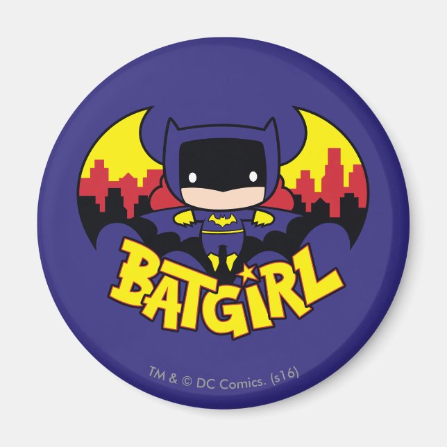 Chibi Batgirl With Gotham Skyline & Logo Magnet (Front)