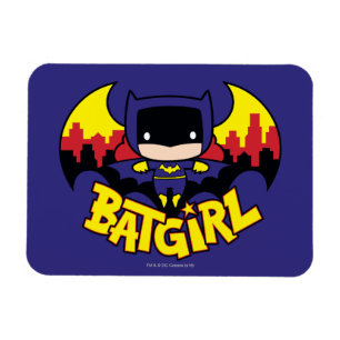 Chibi Batgirl With Gotham Skyline & Logo Magnet