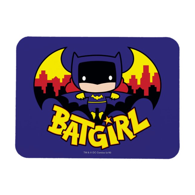 Chibi Batgirl With Gotham Skyline & Logo Magnet (Horizontal)