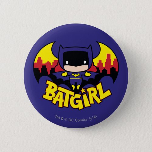 Chibi Batgirl With Gotham Skyline  Logo Pinback Button