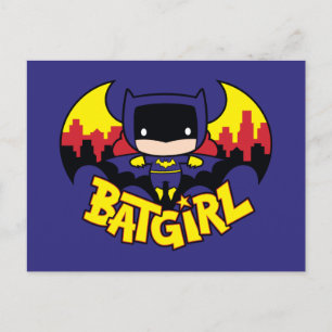 Chibi Batgirl With Gotham Skyline & Logo Postcard