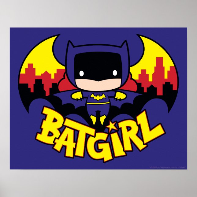 Chibi Batgirl With Gotham Skyline & Logo Poster (Front)