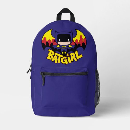 Chibi Batgirl With Gotham Skyline  Logo Printed Backpack
