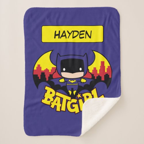 Chibi Batgirl With Gotham Skyline  Logo Sherpa Blanket
