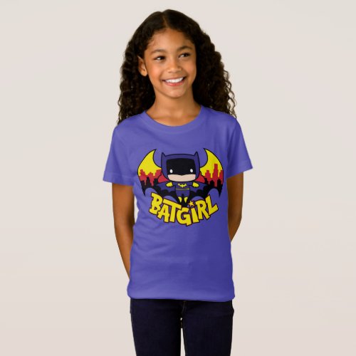 Chibi Batgirl With Gotham Skyline  Logo T_Shirt