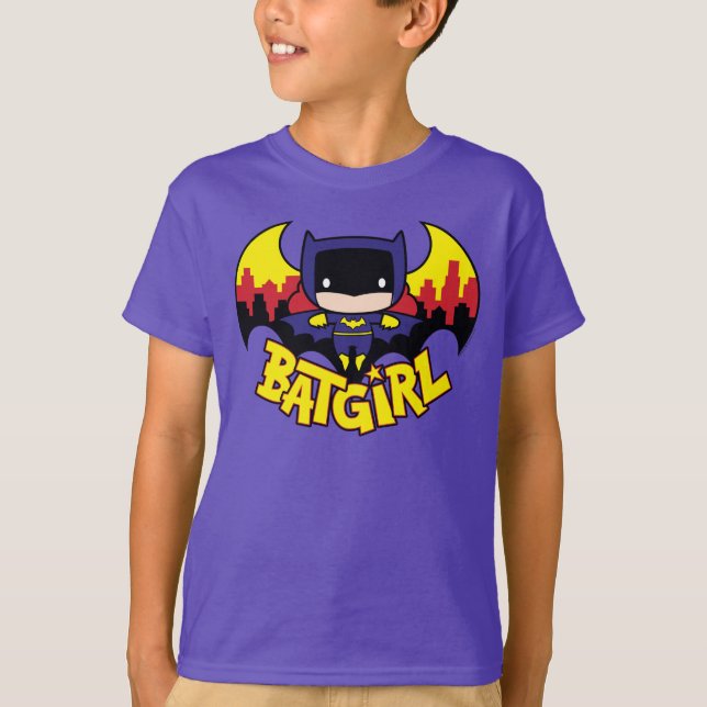 Chibi Batgirl With Gotham Skyline & Logo T-Shirt (Front)