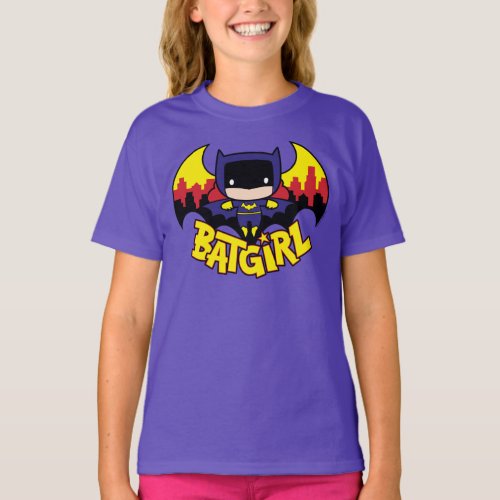 Chibi Batgirl With Gotham Skyline  Logo T_Shirt